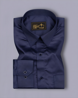 Blue Soft Touch Satin Premium Cotton Shirt