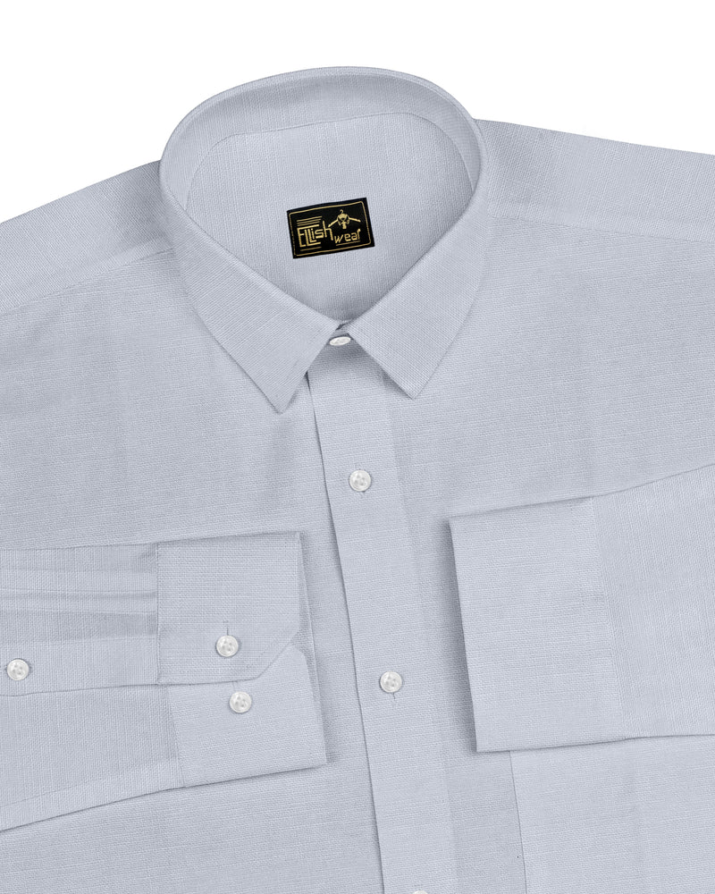 Osaka silver Solid Linen Cotton Formal Shirt