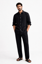 Ivory Luxe Black Linen Cotton Cord Set – Bold Modern Men’s Style