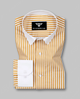 Elite mustard & White Striped Premium Cotton Shirt White Cuff Collar