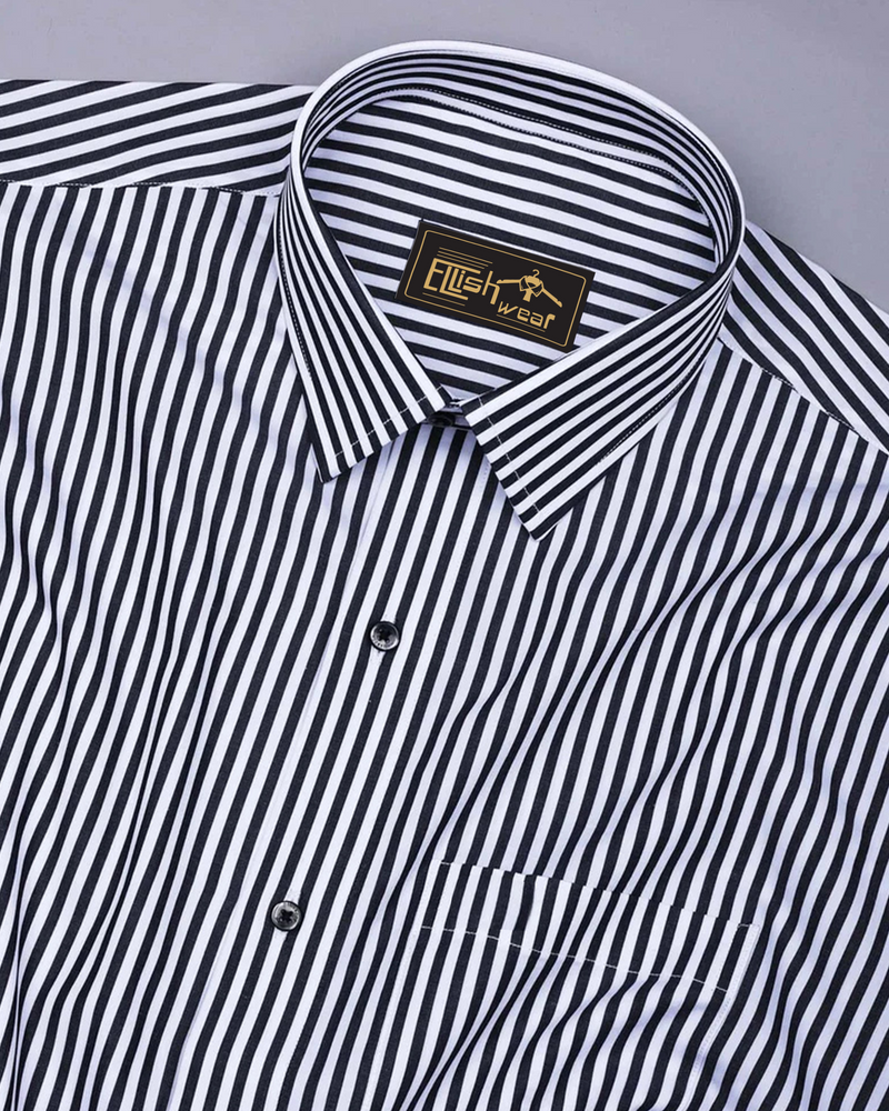 Zesta Black With White Candy Stripe Premium Cotton Shirt